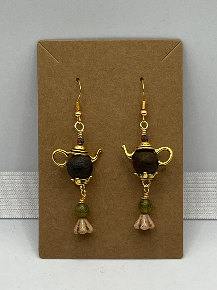 Miss Pots Gold Earrings Kel's Lampworked Glass Jewellery & More