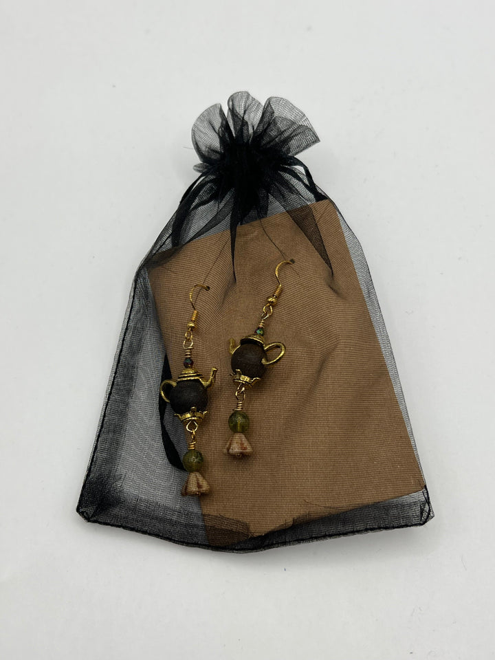 Miss Pots Gold Earrings Kel's Lampworked Glass Jewellery & More