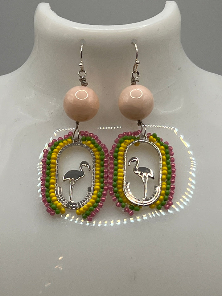 Rainbow Flamingo Earrings Kel's Lampworked Glass Jewellery & More