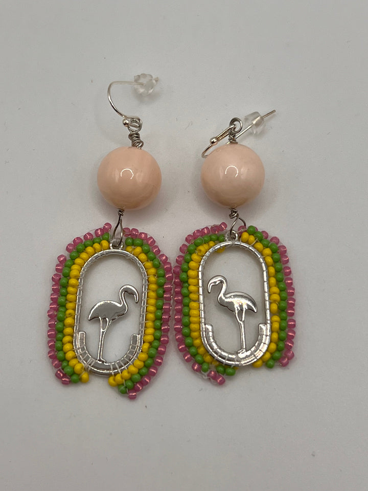Rainbow Flamingo Earrings Kel's Lampworked Glass Jewellery & More