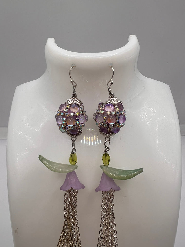 Lavender Garden Tassel Earrings Kel's Lampworked Glass Jewellery & More