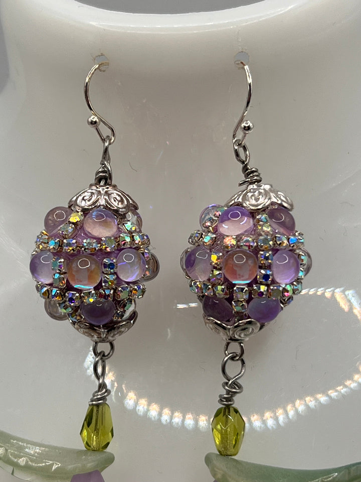 Lavender Garden Tassel Earrings Kel's Lampworked Glass Jewellery & More