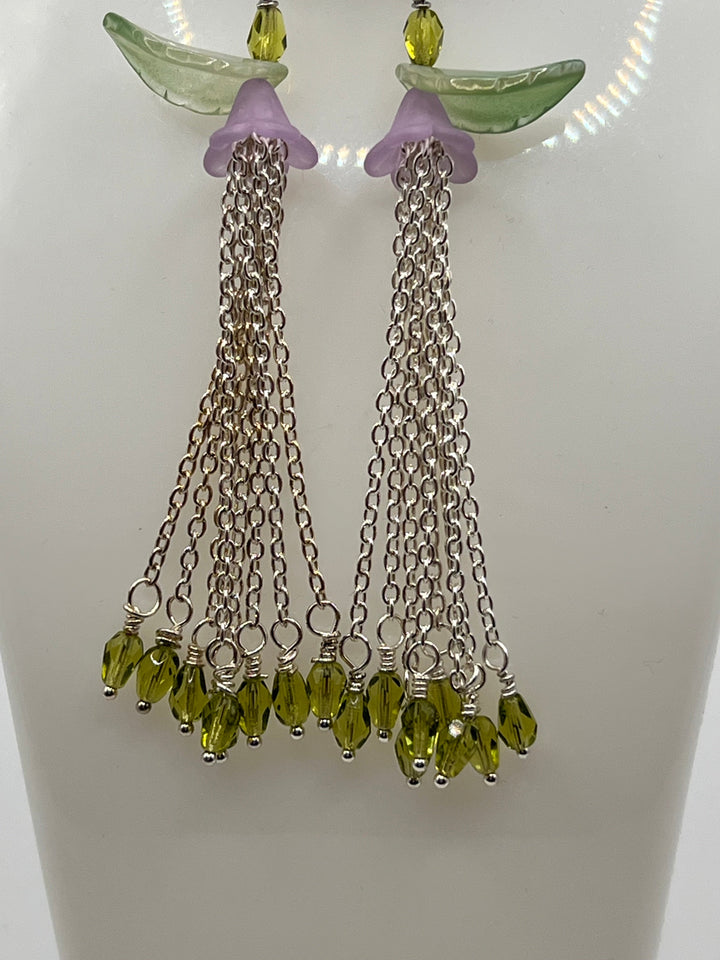 Lavender Garden Tassel Earrings Kel's Lampworked Glass Jewellery & More