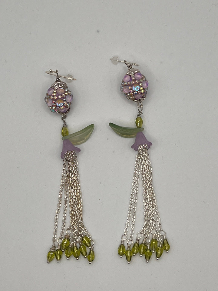 Lavender Garden Tassel Earrings Kel's Lampworked Glass Jewellery & More