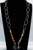 Red Agate & Chain Statement Necklace Kel's Lampworked Glass Jewellery & More