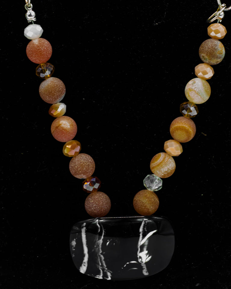 Red Agate & Chain Statement Necklace Kel's Lampworked Glass Jewellery & More