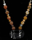 Red Agate & Chain Statement Necklace Kel's Lampworked Glass Jewellery & More