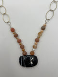 Red Agate & Chain Statement Necklace Kel's Lampworked Glass Jewellery & More