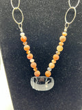 Red Agate & Chain Statement Necklace Kel's Lampworked Glass Jewellery & More