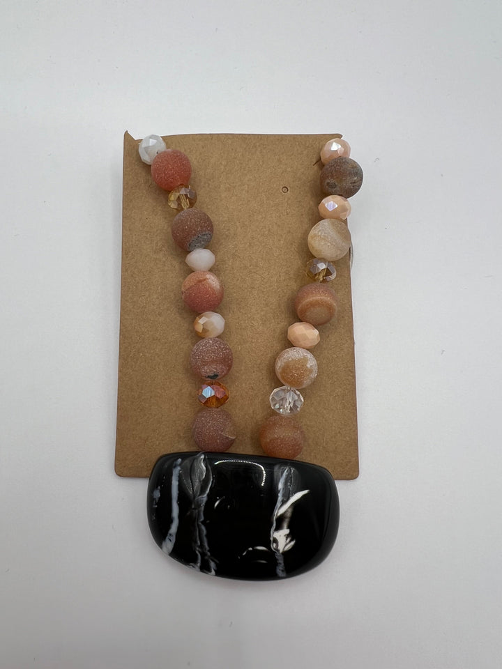 Red Agate & Chain Statement Necklace Kel's Lampworked Glass Jewellery & More