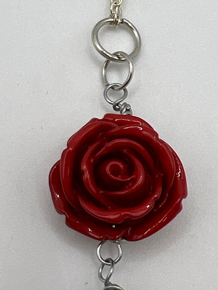 Rose Tassel Faux Double Strand Necklace Kel's Lampworked Glass Jewellery & More