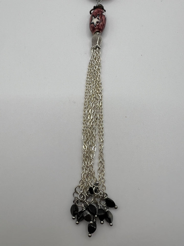Rose Tassel Faux Double Strand Necklace Kel's Lampworked Glass Jewellery & More