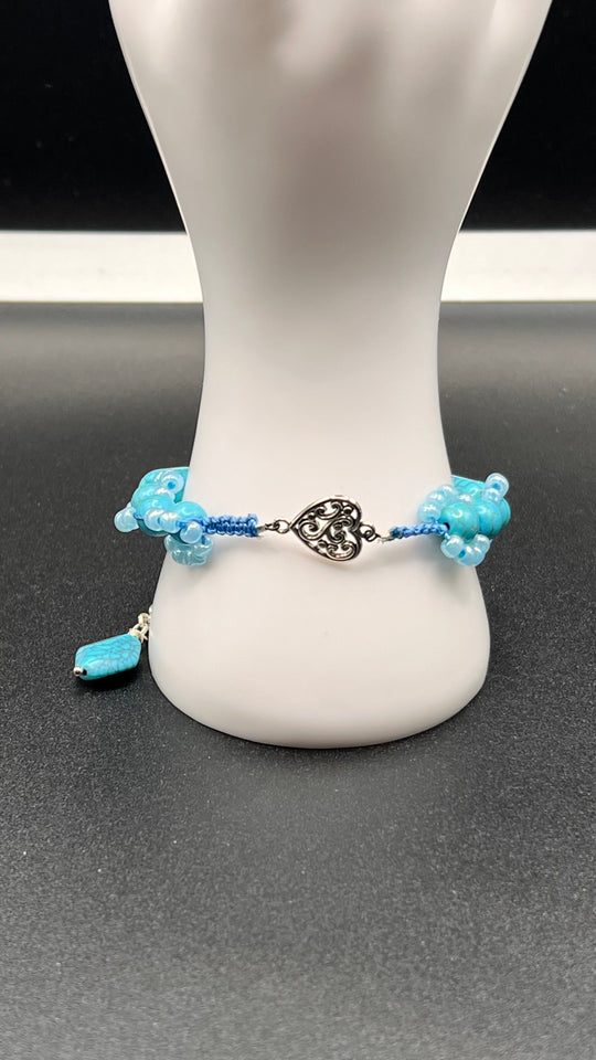 Silver Heart Link Howlite Macramé Bracelet Kel’s Lampworked Glass Jewellery & More