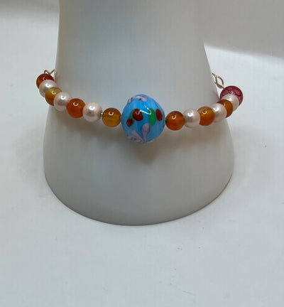 Memory Wire Fossil Shell Adjutable Bangle - Kel’s Lampworked Glass Jewellery & More