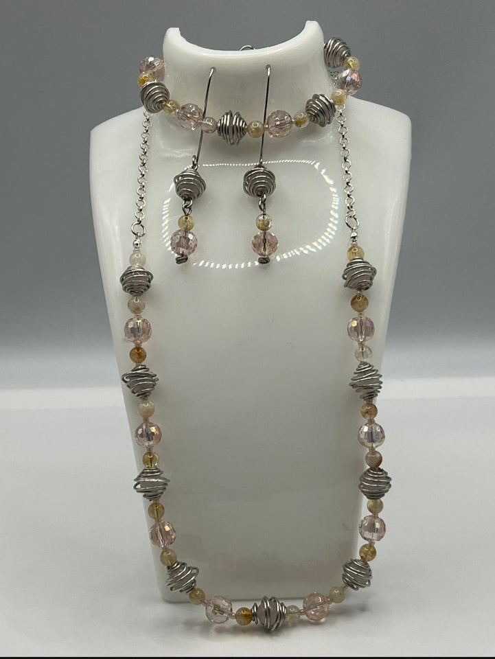 Caged Beads Jewellery Set - Kel’s Lampworked Glass Jewellery & More
