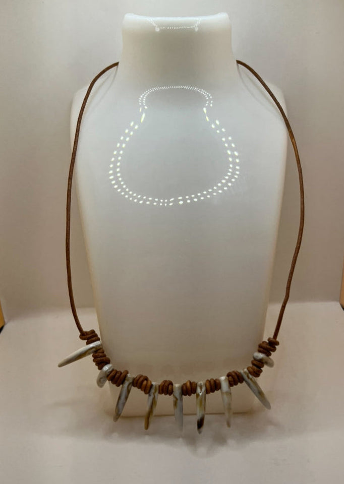 Faux Shark’s Teeth Between The Barrels Necklace - Kel’s Lampworked Glass Jewellery & More
