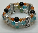 The Swirls & Beautiful Colours gemstone triple strand - Kel’s Lampworked Glass Jewellery & More