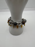Metal and Glass Beads Charm Stretch Bracelet - Kel’s Lampworked Glass Jewellery & More