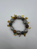 Metal and Glass Beads Charm Stretch Bracelet - Kel’s Lampworked Glass Jewellery & More