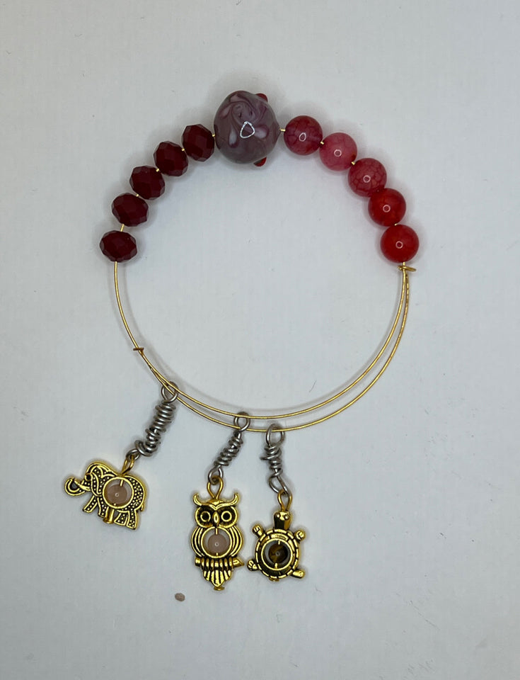 Memory Wire Gemstone Animals Adjustable Bangle - Kel’s Lampworked Glass Jewellery & More