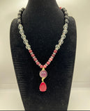 Macrame and gemstone, colour block ‘Y’ necklace - Kel’s Lampworked Glass Jewellery & More