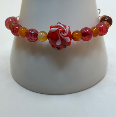 Memory Wire Love Heart Adjustable Bangle - Kel’s Lampworked Glass Jewellery & More