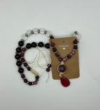 Macrame and gemstone, colour block ‘Y’ necklace - Kel’s Lampworked Glass Jewellery & More