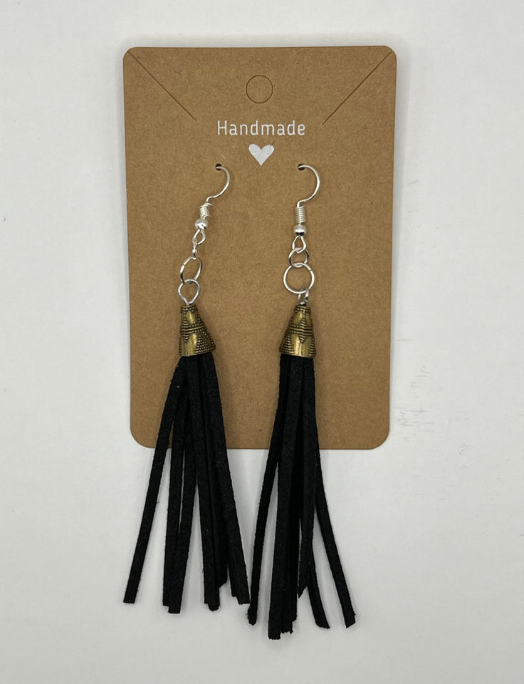 Faux Suede Tassel Earrings - Kel’s Lampworked Glass Jewellery & More
