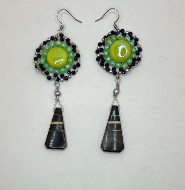 Triangle Around The Bead Twice Earrings - Kel’s Lampworked Glass Jewellery & More
