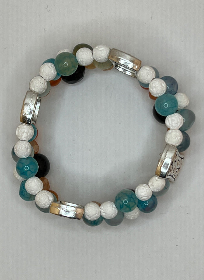 The Swirls & Beautiful Colours gemstone triple strand - Kel’s Lampworked Glass Jewellery & More