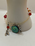 Memory Wire Fossil Shell Adjutable Bangle - Kel’s Lampworked Glass Jewellery & More