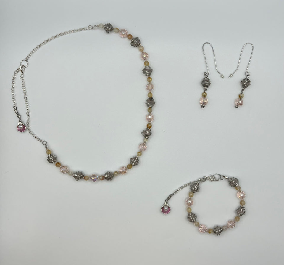 Caged Beads Jewellery Set - Kel’s Lampworked Glass Jewellery & More