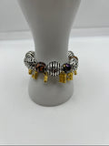Metal and Glass Beads Charm Stretch Bracelet - Kel’s Lampworked Glass Jewellery & More