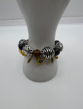 Metal and Glass Beads Charm Stretch Bracelet - Kel’s Lampworked Glass Jewellery & More