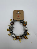 Metal and Glass Beads Charm Stretch Bracelet - Kel’s Lampworked Glass Jewellery & More