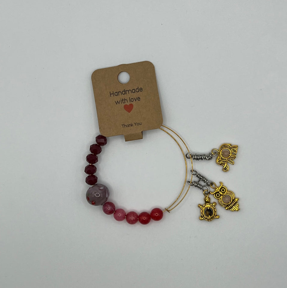 Memory Wire Gemstone Animals Adjustable Bangle - Kel’s Lampworked Glass Jewellery & More