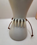 Faux Shark Tooth And Faux Leather Bracelet - Kel’s Lampworked Glass Jewellery & More