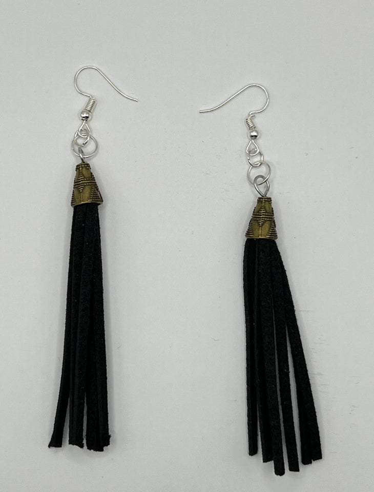 Faux Suede Tassel Earrings - Kel’s Lampworked Glass Jewellery & More
