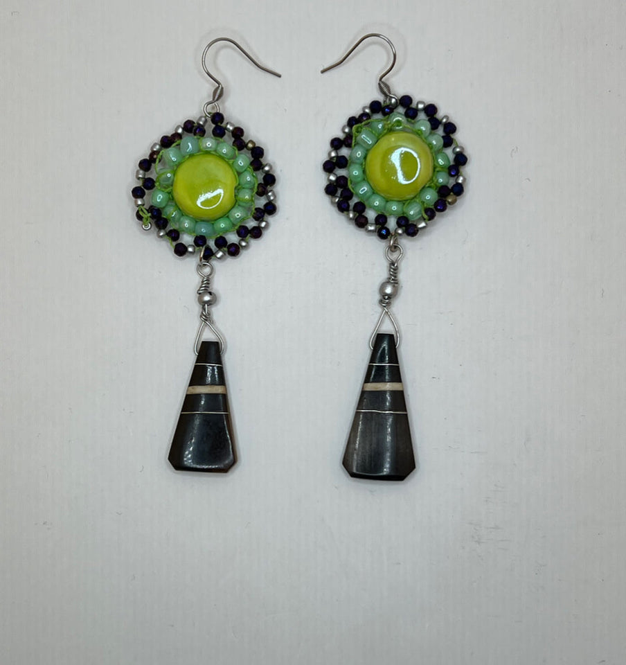 Triangle Around The Bead Twice Earrings - Kel’s Lampworked Glass Jewellery & More