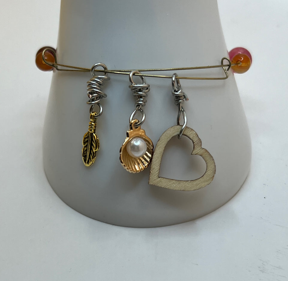 Memory Wire Love Heart Adjustable Bangle - Kel’s Lampworked Glass Jewellery & More