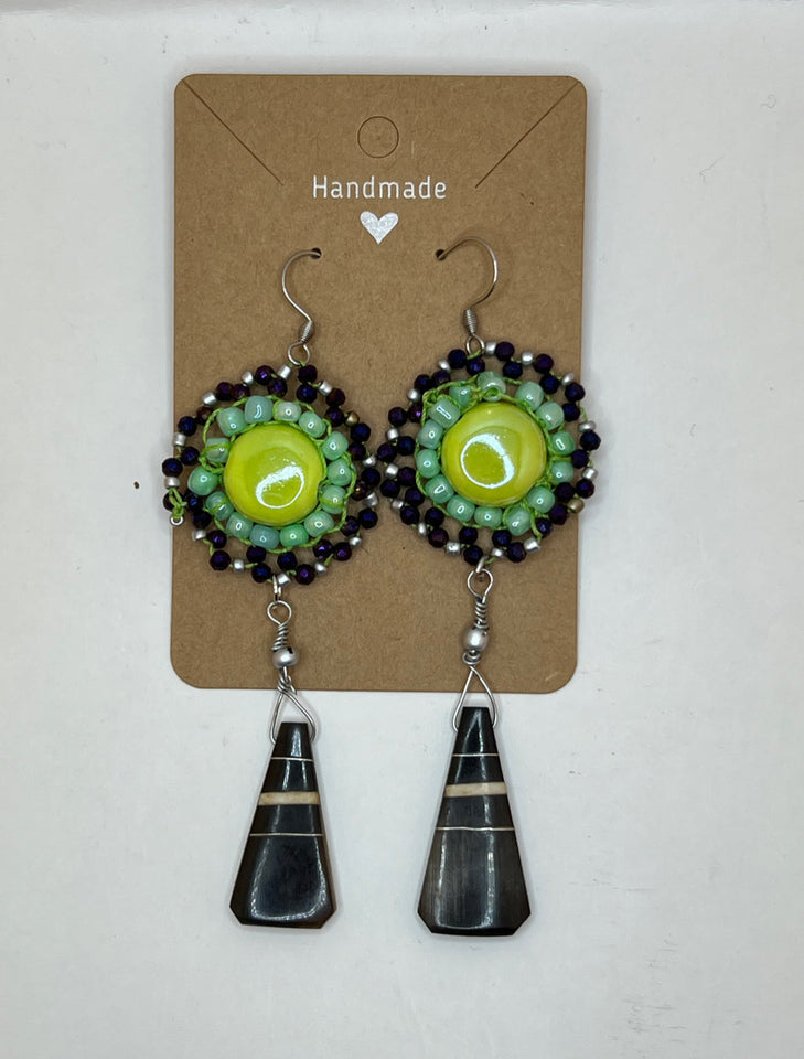 Triangle Around The Bead Twice Earrings - Kel’s Lampworked Glass Jewellery & More