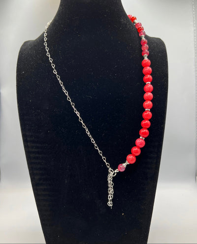 Asymmetrical Love Heart Gemstone Necklace - Kel’s Lampworked Glass Jewellery & More