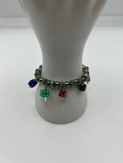 The Gambling Green Stretch Bracelet - Kel’s Lampworked Glass Jewellery & More