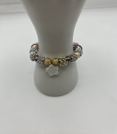 The silvery wooden Stretch Bracelet - Kel’s Lampworked Glass Jewellery & More
