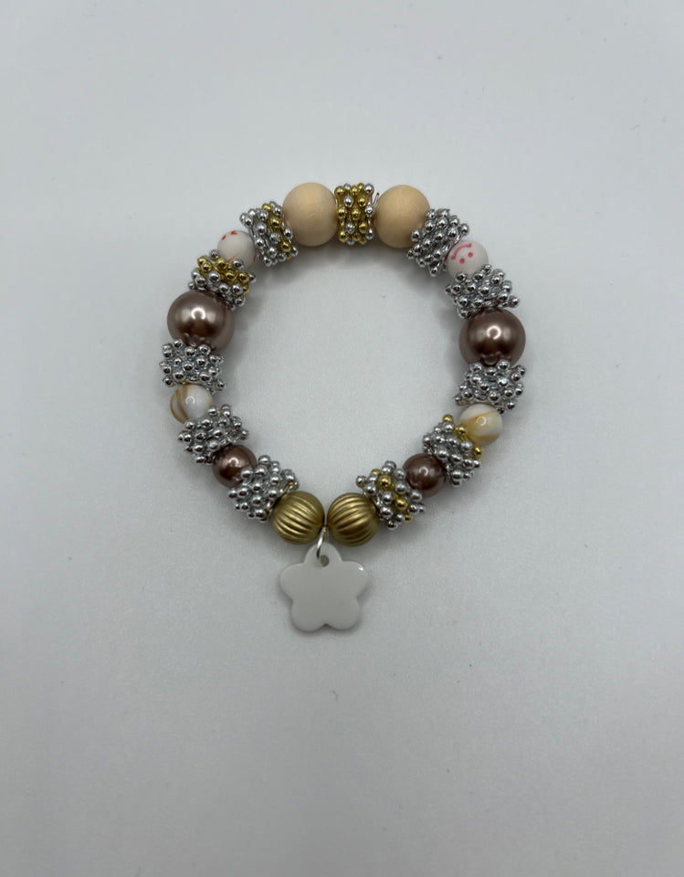 The silvery wooden Stretch Bracelet - Kel’s Lampworked Glass Jewellery & More