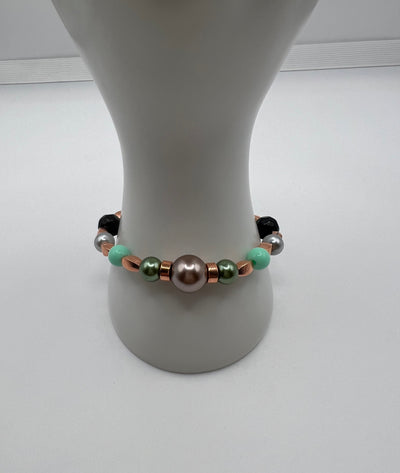 Gold With A Pop Of Colour Stretch Bracelet - Kel’s Lampworked Glass Jewellery & More