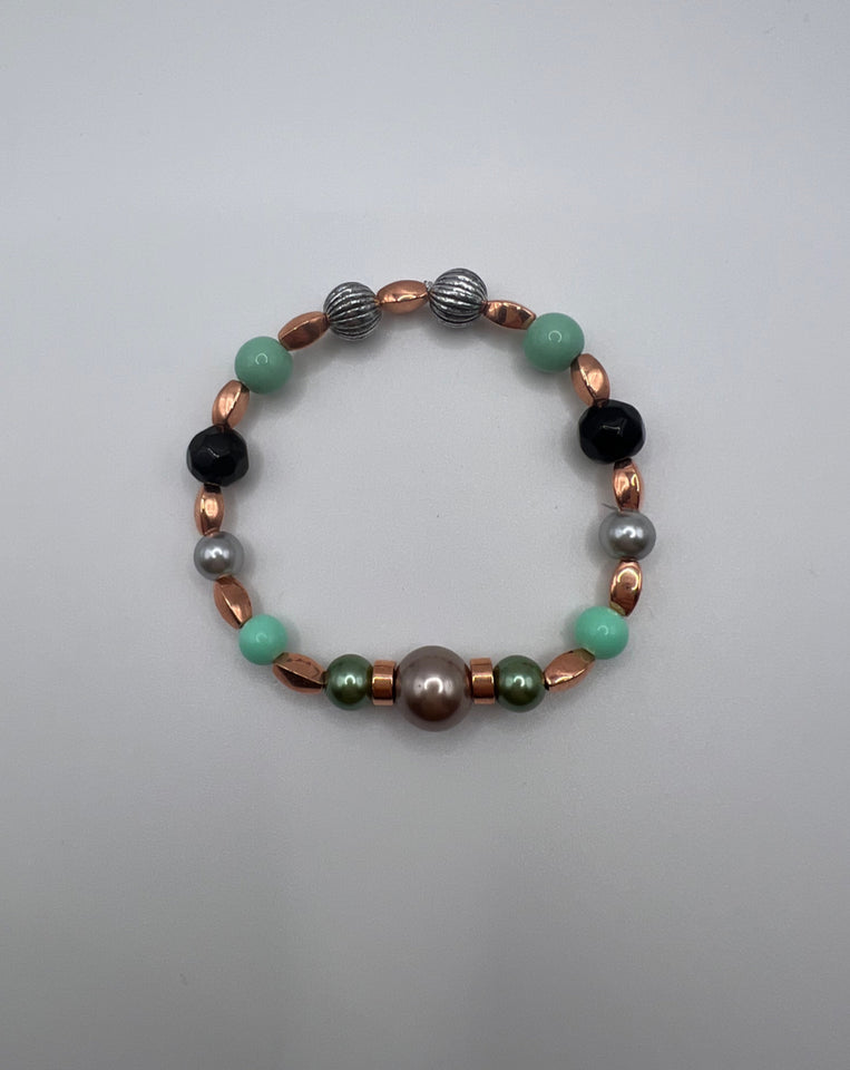 Gold With A Pop Of Colour Stretch Bracelet - Kel’s Lampworked Glass Jewellery & More