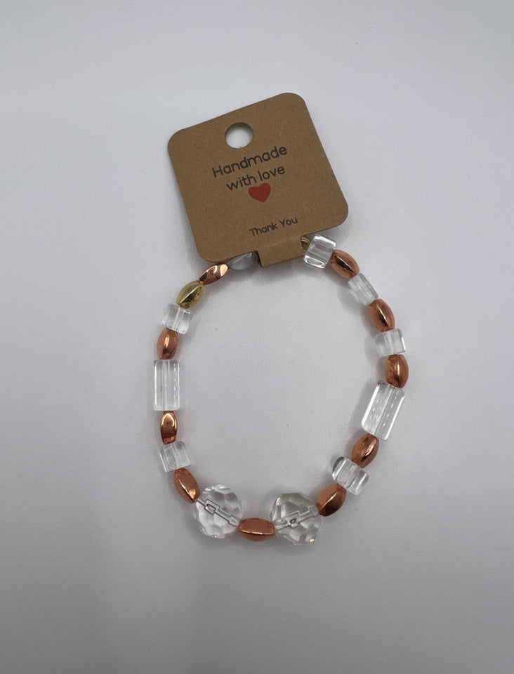 The Faux Glass & Gold Stretch Bracelet - Kel’s Lampworked Glass Jewellery & More