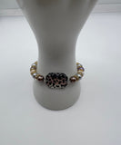 Marbled Glass Bead & Faux Glass Pearls W/ Sparkle Hiding Behind The Leopard Print Glass Stretch Bracelet Kel’s Lampworked Glass Jewellery & More