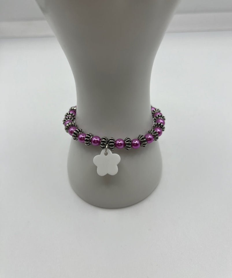 The Flowering Pink Beauty Stretch Bracelet Kel’s Lampworked Glass Jewellery & More
